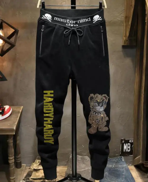 Rhinestones Skull pants Anime Graphic design Men Fashion Streetwear pant Slim hot sale trousers