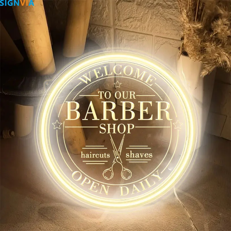 Insegna al neon personalizzata per barbiere retrò, luci da parete alimentate tramite USB con controllo dell'interruttore, ideale per saloni, studi, affari, senza batteria