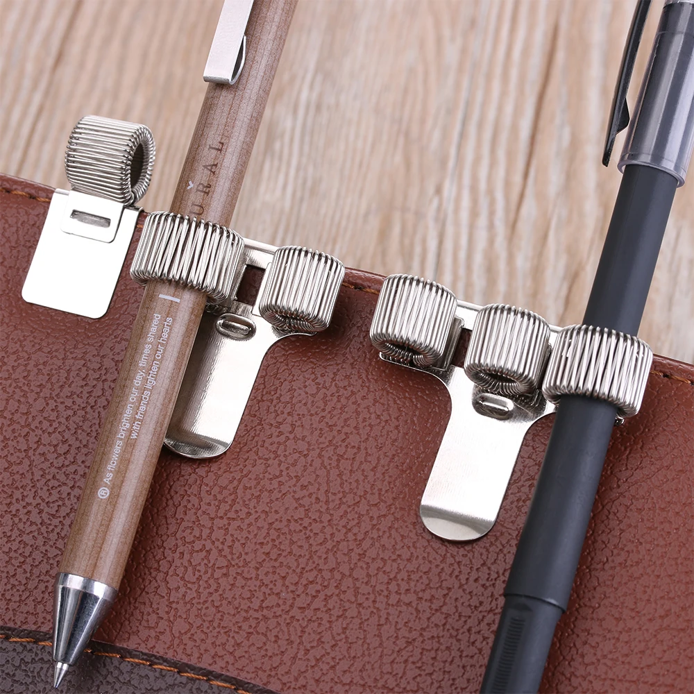 Portable Office Supplies Doctors Notebooks With Pocket Clip Single/Double/Triple Metal Spring Pen Holders