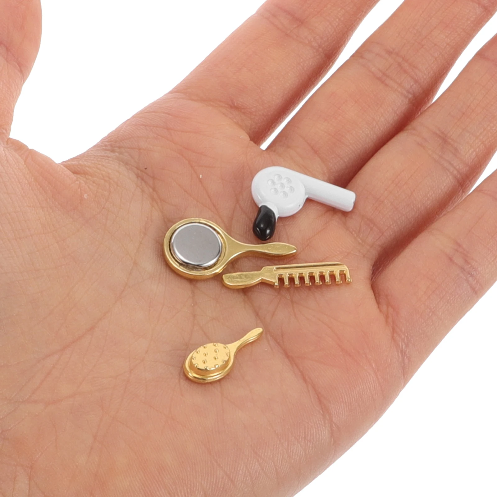 

8 Pcs Mini Bath Accessories Mirror Dollhouse Tools Decoration Hair Brush Dryer Bathroom Furniture