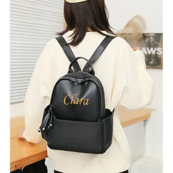Mochila de PU para mujer, bolsa de viaje informal, Ligera y sencilla, personalizada y a la moda