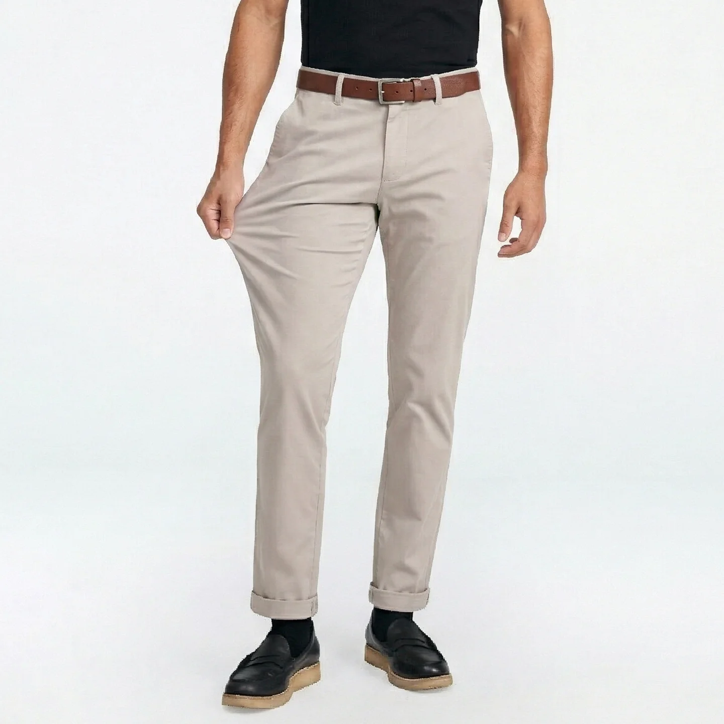 Pantalones Chinos Hombre Algodón Spandex Ligeros Corte Atlético Pierna Cónica Músculo Verano Transpirables Casual Elásticos Slim Fit