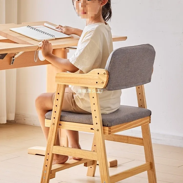 

Solid Wood Children's Chair Lifting and Adjusting Study Chair for Household Use with Foot Pedal