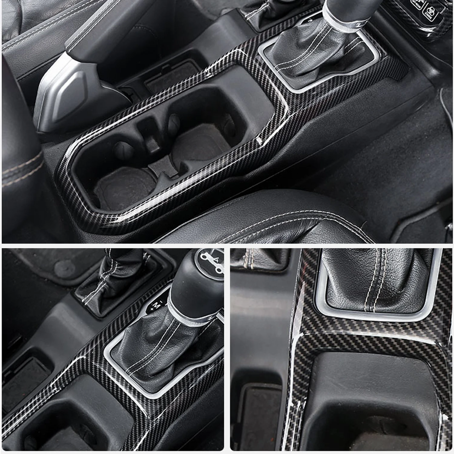 Interior Mouldings for Jeep Wrangler JL 2018-2023 4WD Gear Panel Decoration Cup Holder Panel Trim Carbon Fiber Car Accessories