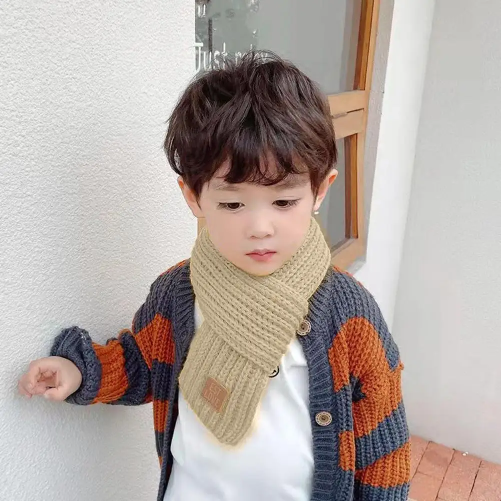 Baby Scarf Cozy Knitted Baby Winter Scarf for Cold Resistant Neck Soft Elastic Unisex Children\'s Neck Wrap in Solid