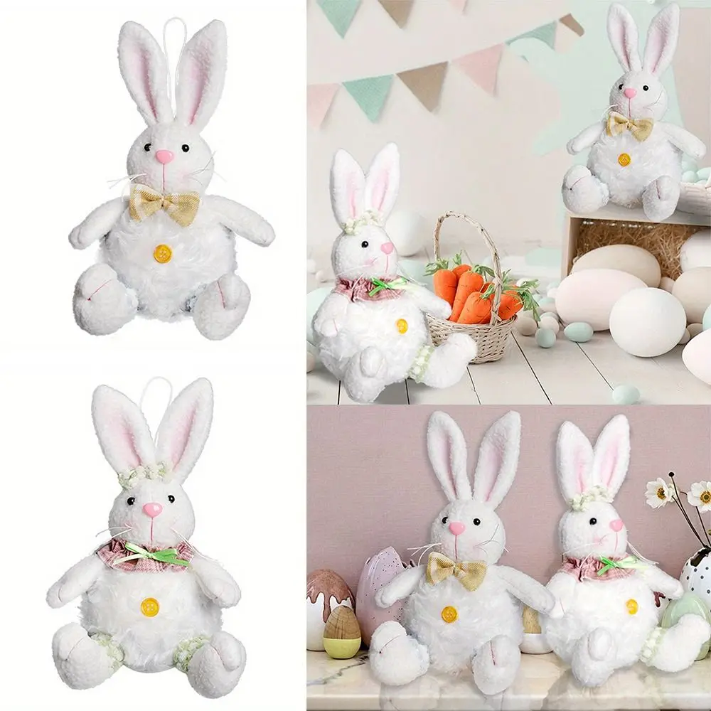 

Hairy Easter Rabbit Doll Toy Home Decoration Car Ornament Sitting Bunny Doll Hanging White Cartoon Plush Rabbit