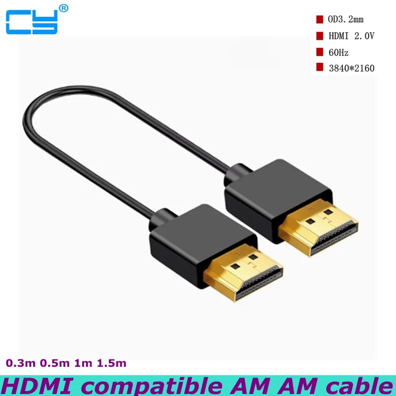 4K HDMI Cable Cord Thin OD3.2mm 2.0 Cable Low-Profile Gold-Plated Connectors 4K HDR ARC 3D for Gaming Monitor TV X-Box PS5/4/3