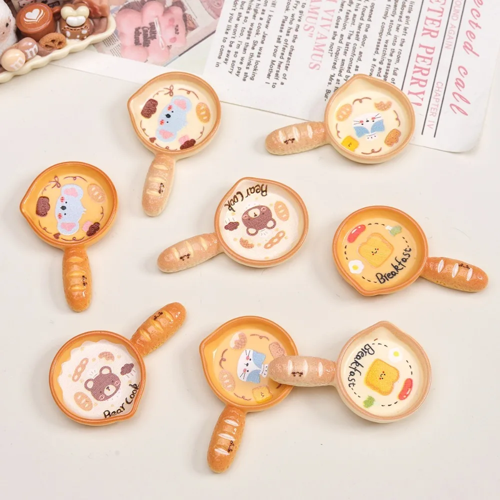10pcs Kawaii Resin Flatback Mini Cartoon Pan Charms Cabochons Embellishments for DIY Ornament Crafts Scrapbook Home Decorations