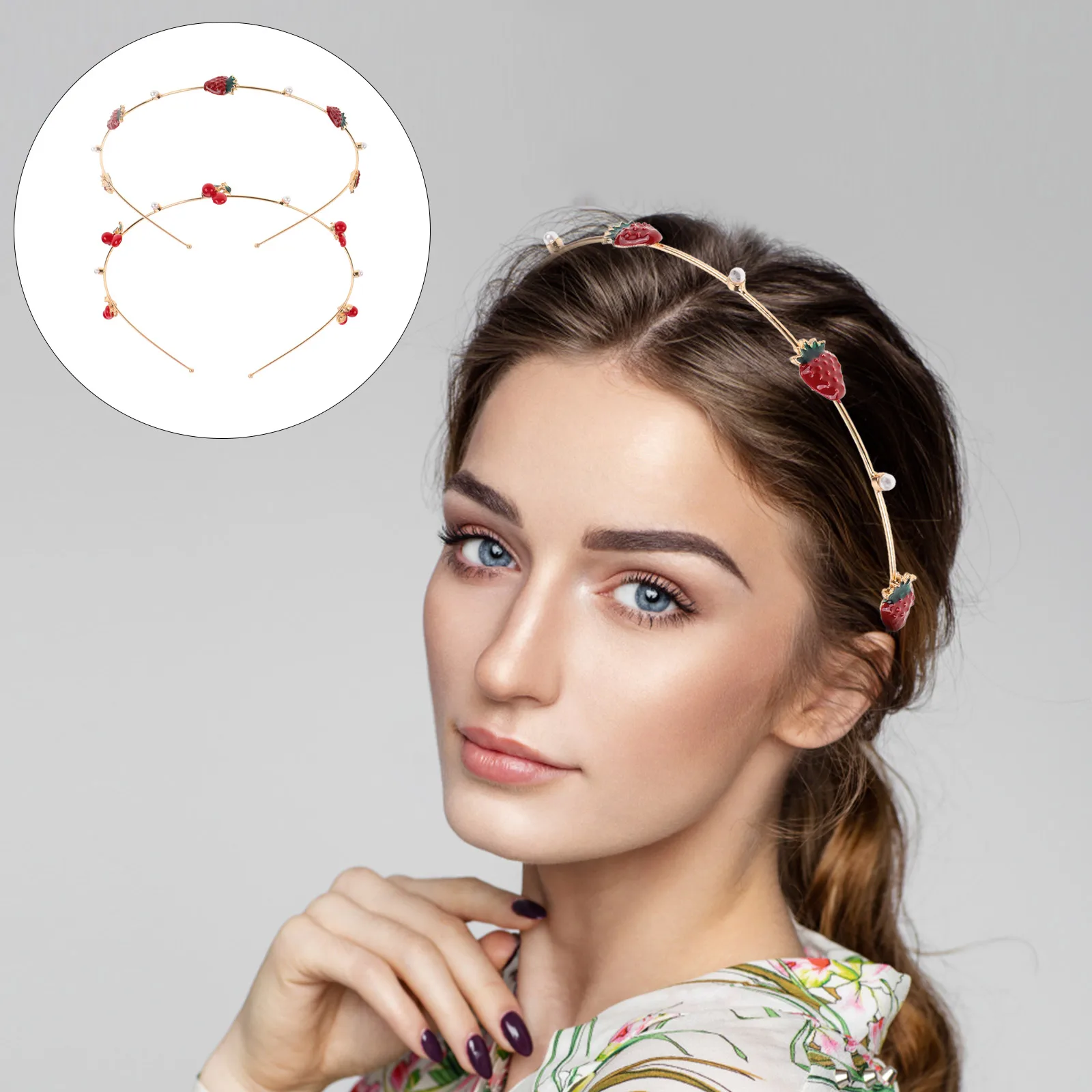 

2 Pcs for Cherry Strawberry Headdress Headbands Women Trendy Headgear Hair Accessories