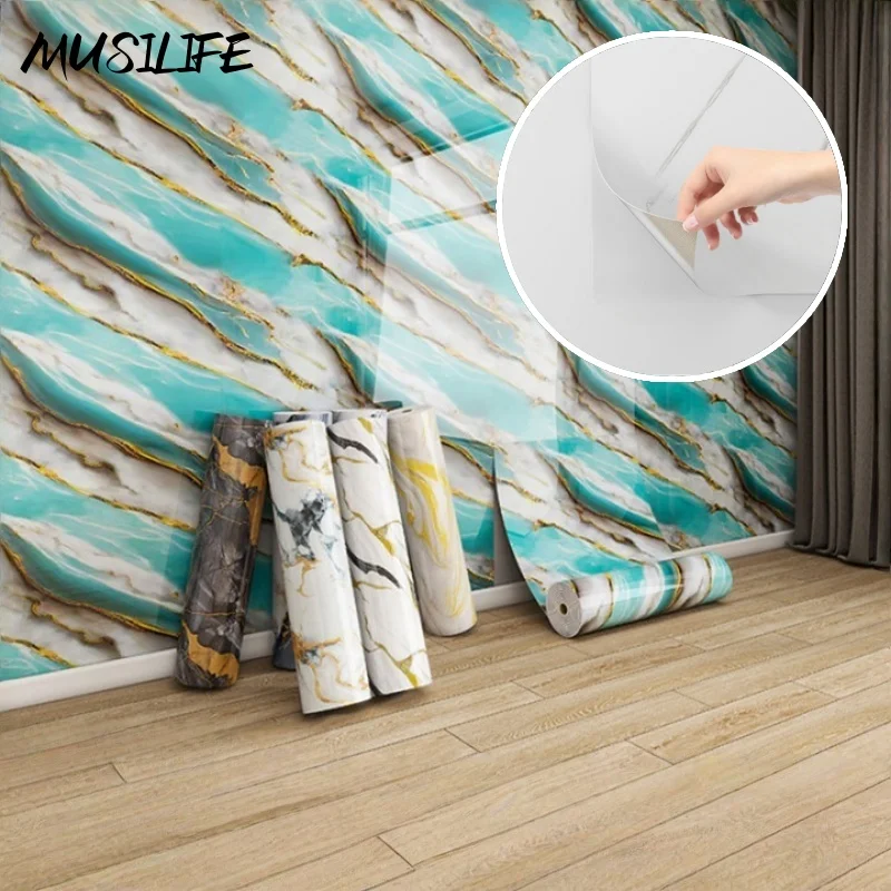 

Thick Imitation Marble Peel and Stick Wallpaper for Kitchen Bathroom Waterproof Foam Self Adhesive Wall Stickers Wall Renovation