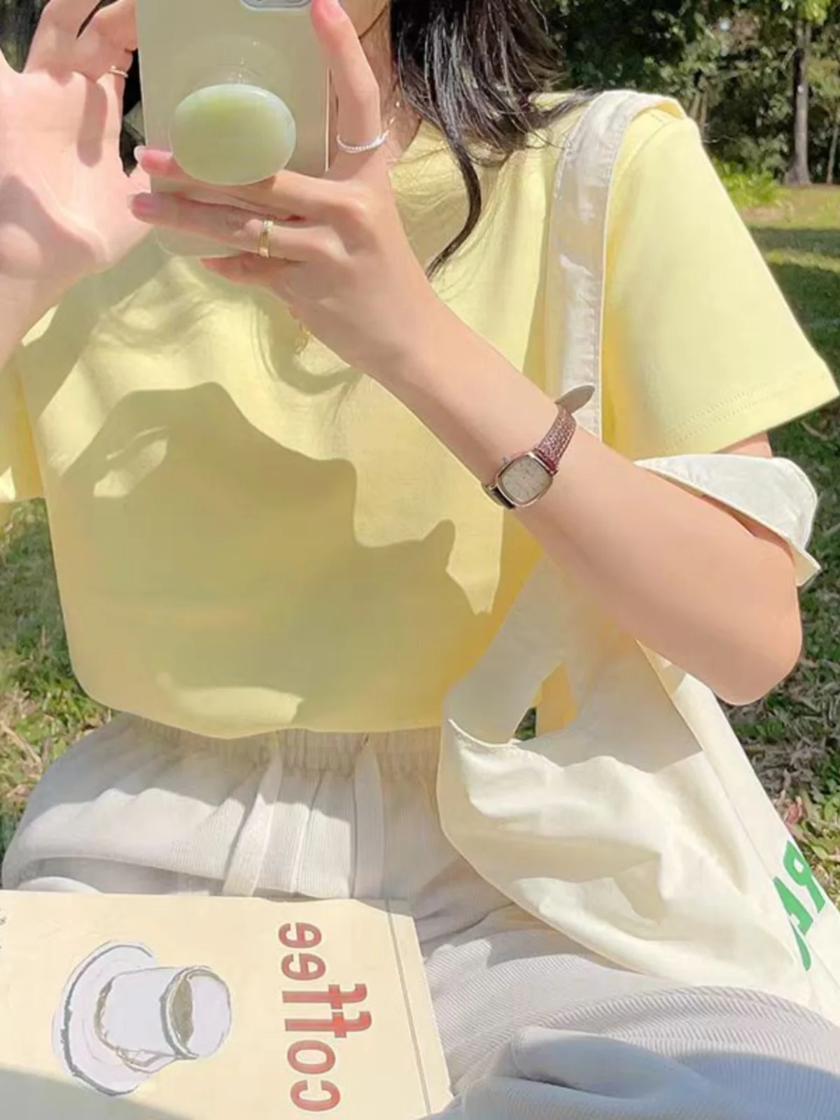 

plus Size Women's Cotton T-Shirt 300 Pounds Half Sleeve Loose Fit Pure Color Summer Anti-Aging Versatile round Neck Top