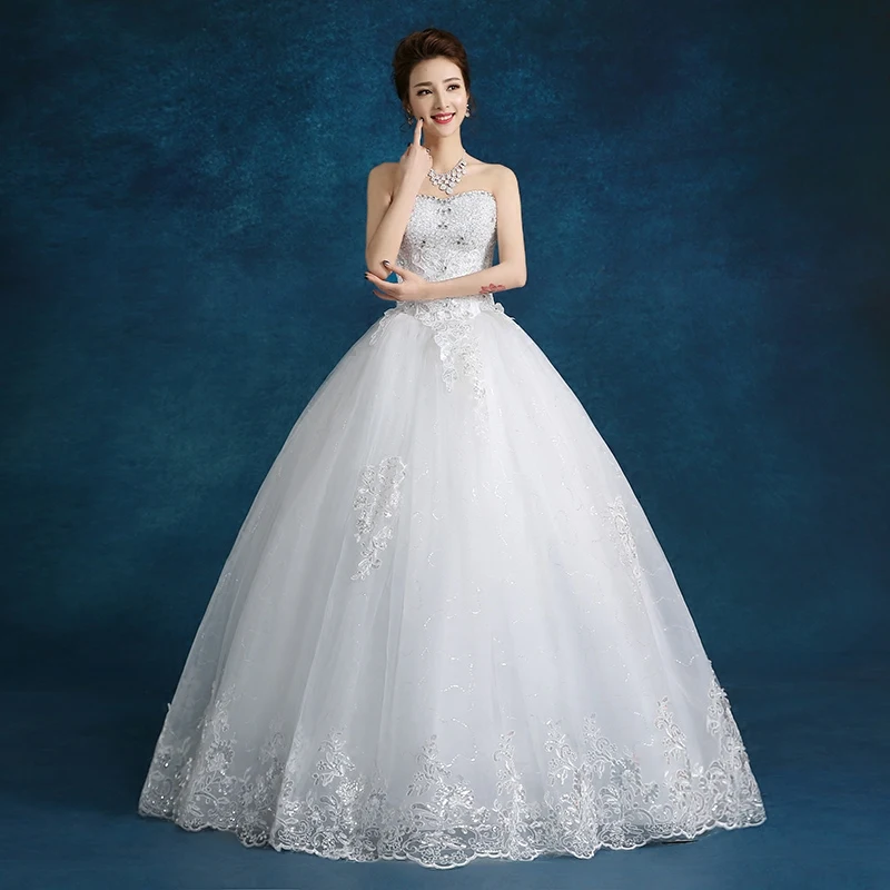 PRXD#Wedding Dress Wholesale Lace Up Embroidery Bride Marriage Dress White Ball Gown Christmas Carnival Strapless resin Diamond