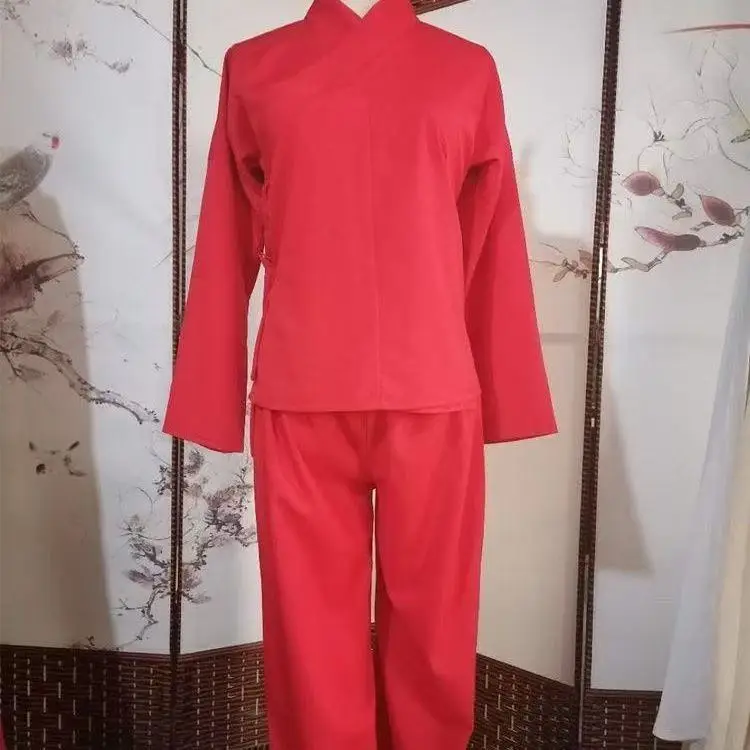 Ancient Pajamas Men Women Solid Color Hanfu Base Shirt Pants Set Vintage Carnival Stage Performance Innerwear Cosplay Costumes