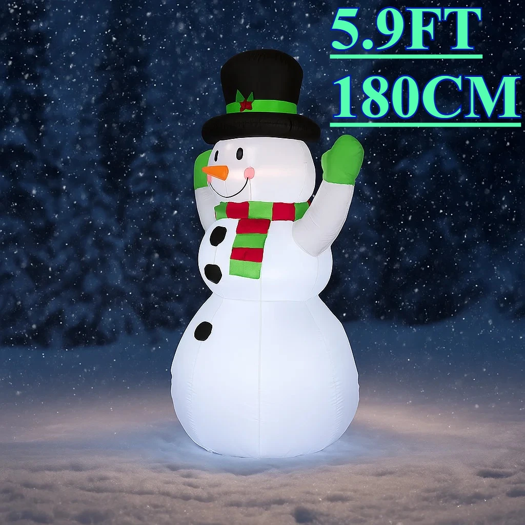 5.9FT لعبة قابلة للنفخ ثلج عيد الميلاد الديكور مصباح ليد لوازم عيد الميلاد عيد الميلاد ساحة ديكور هدية المنزل احتفالي الحلي