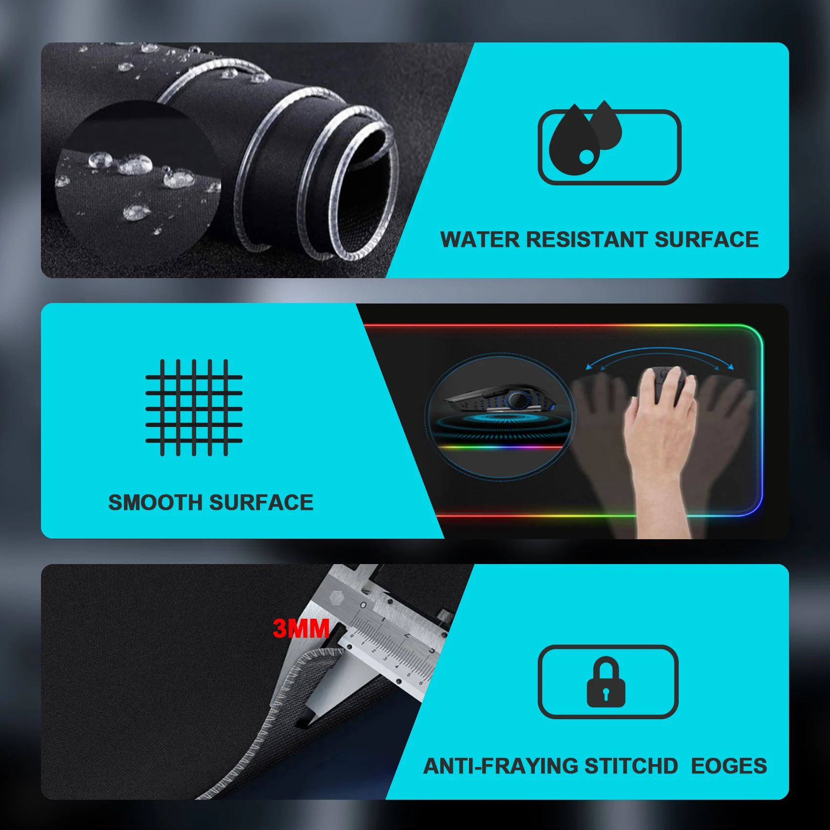 Wireless Charging RGB Gaming Mouse Pad, LED Mouse Pad 800x300x4MM, 14 Light Modes Extra Large Mousepad Non-Slip Rubber Base RGB