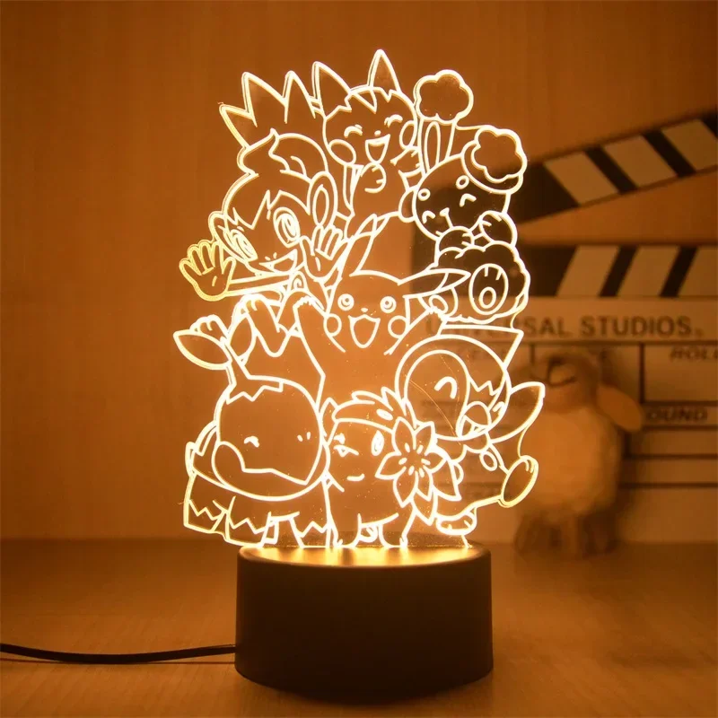 Pokemon Anime Cute Character Pikachu Gengar 3D Led Nightlight Model Toys Children\'s Bedroom Decoration Birthday Christmas Gift