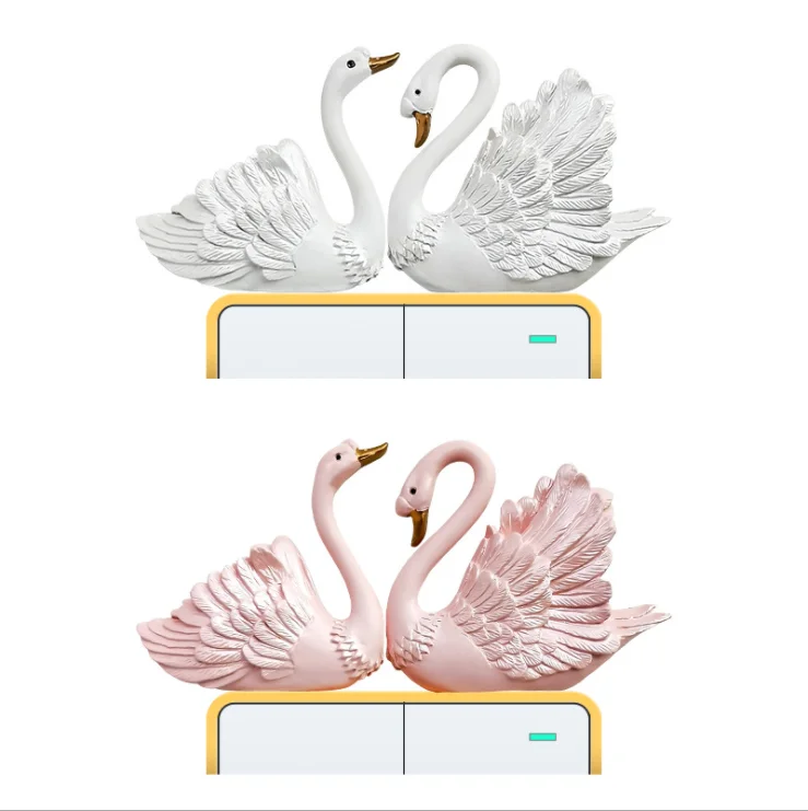 Swan Switch Sticker Animal Socket Decoration Sticker Switch Socket Protective Cover Indoor Wall Sticker Resin 3d Stereo Gift