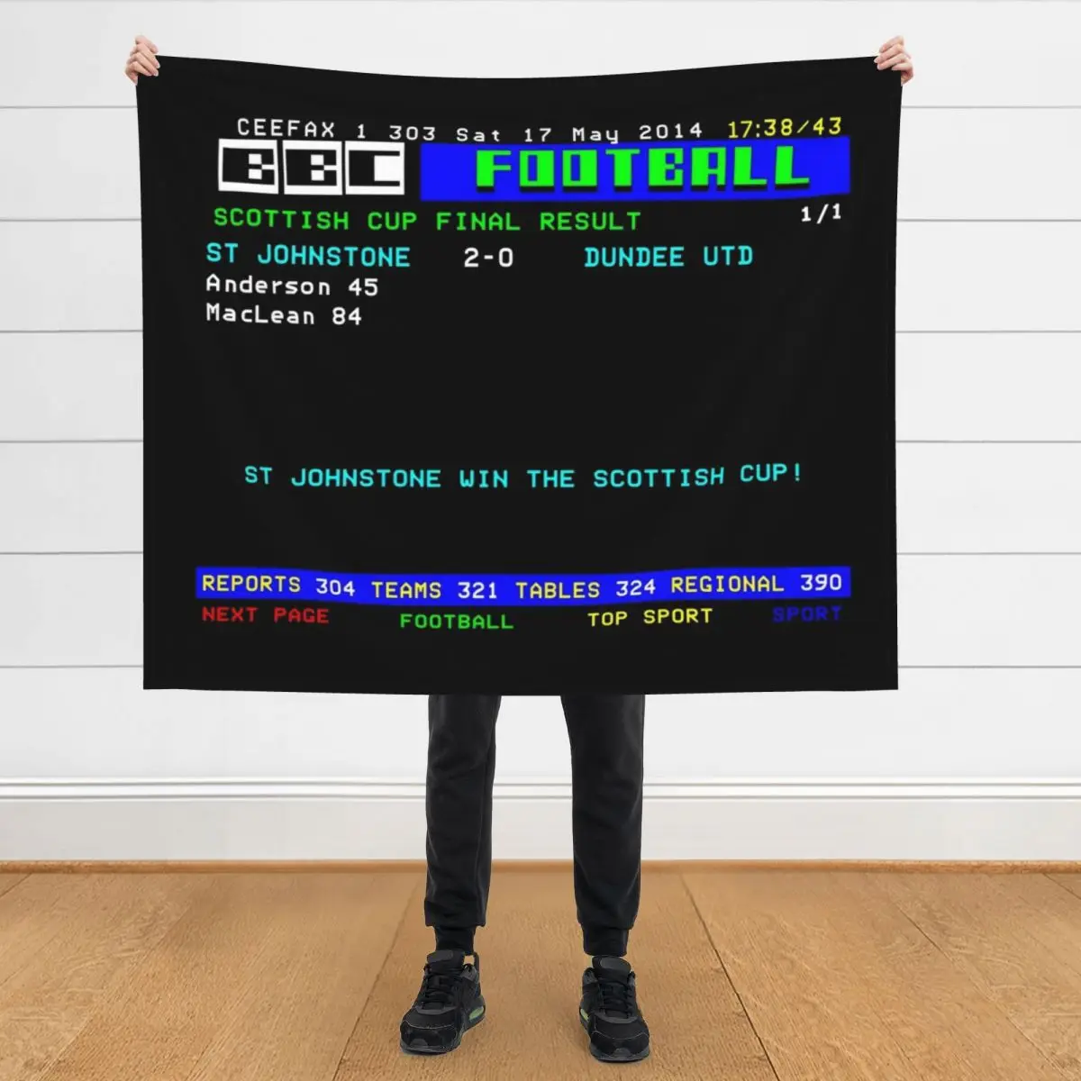 

St Johnstone 2014 Scottish Cup CEEFAX Throw Blanket Custom Soft Big Decorative Throw Blankets