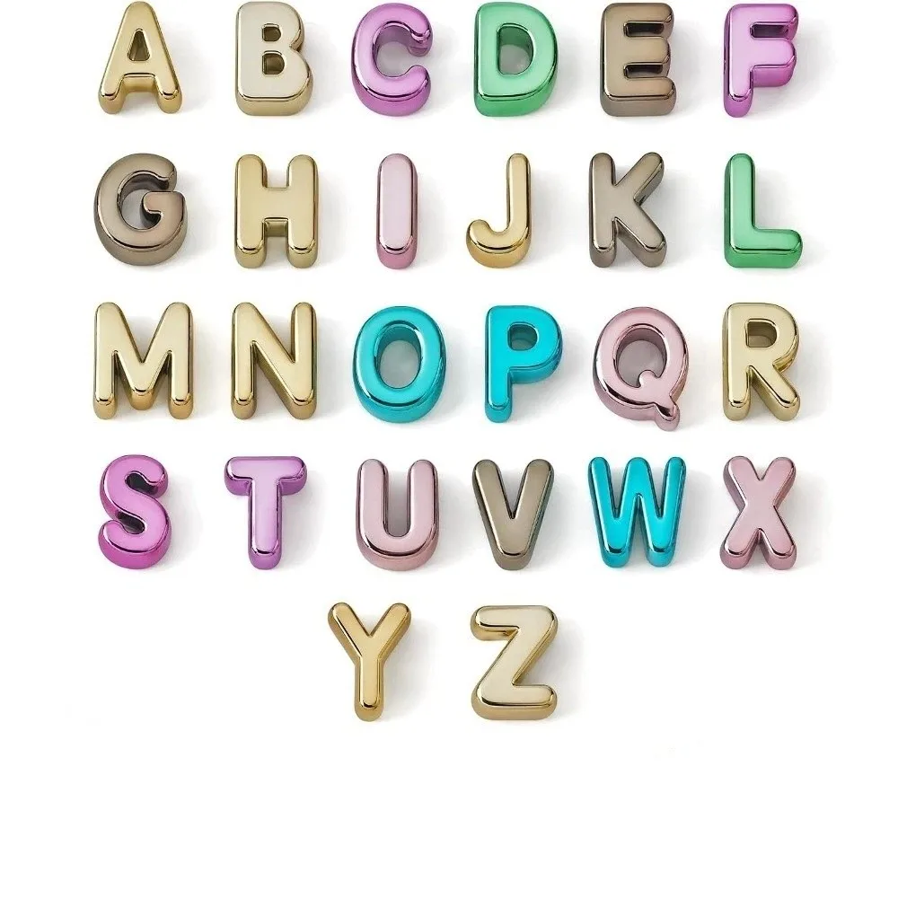 26PCS Marble Texture Acrylic Letter Beads Colored Large Hole DIY Craft Beads Transparent Loose Bead Name Bracelet Beads Necklace