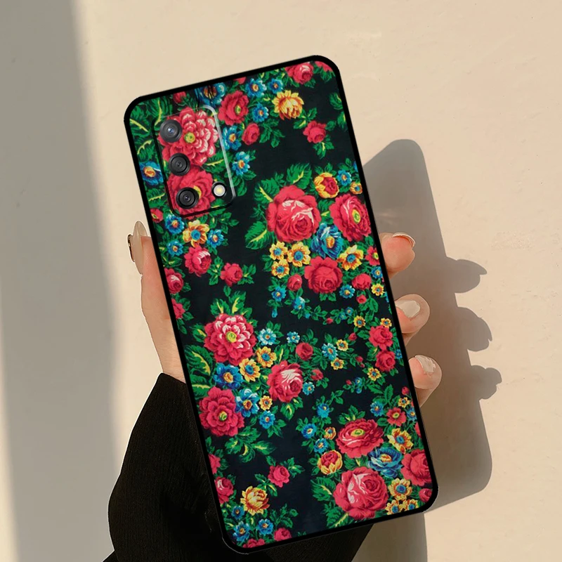 وشاح الروسية الأزهار الحال بالنسبة ممن لهم A17 A16 A15 A57 A77 A96 A93 A91 A53S A9 A5 A31 A53 A52 A72 A94 A54 A74 Coque