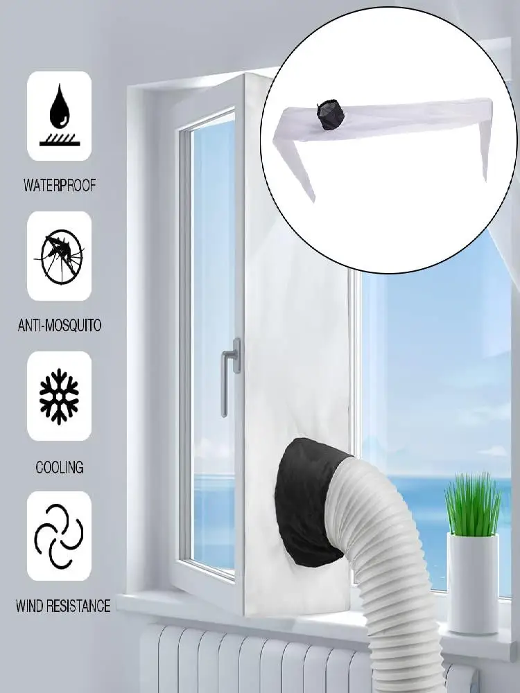3/4 m wasserdichte Fensterdichtung für tragbare Klimaanlage, neigbares, schräges Fenster, einfach zu installieren, doppelt mit Spannseilabdichtung
