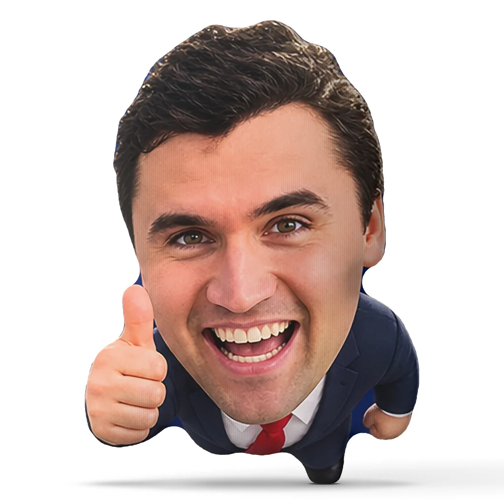 Charlie Kirk Thumbs Up Shaped Pillow Political Figure Cushion Stuffed Throw Pillow Sofa Decor Conservative Supporter Gift