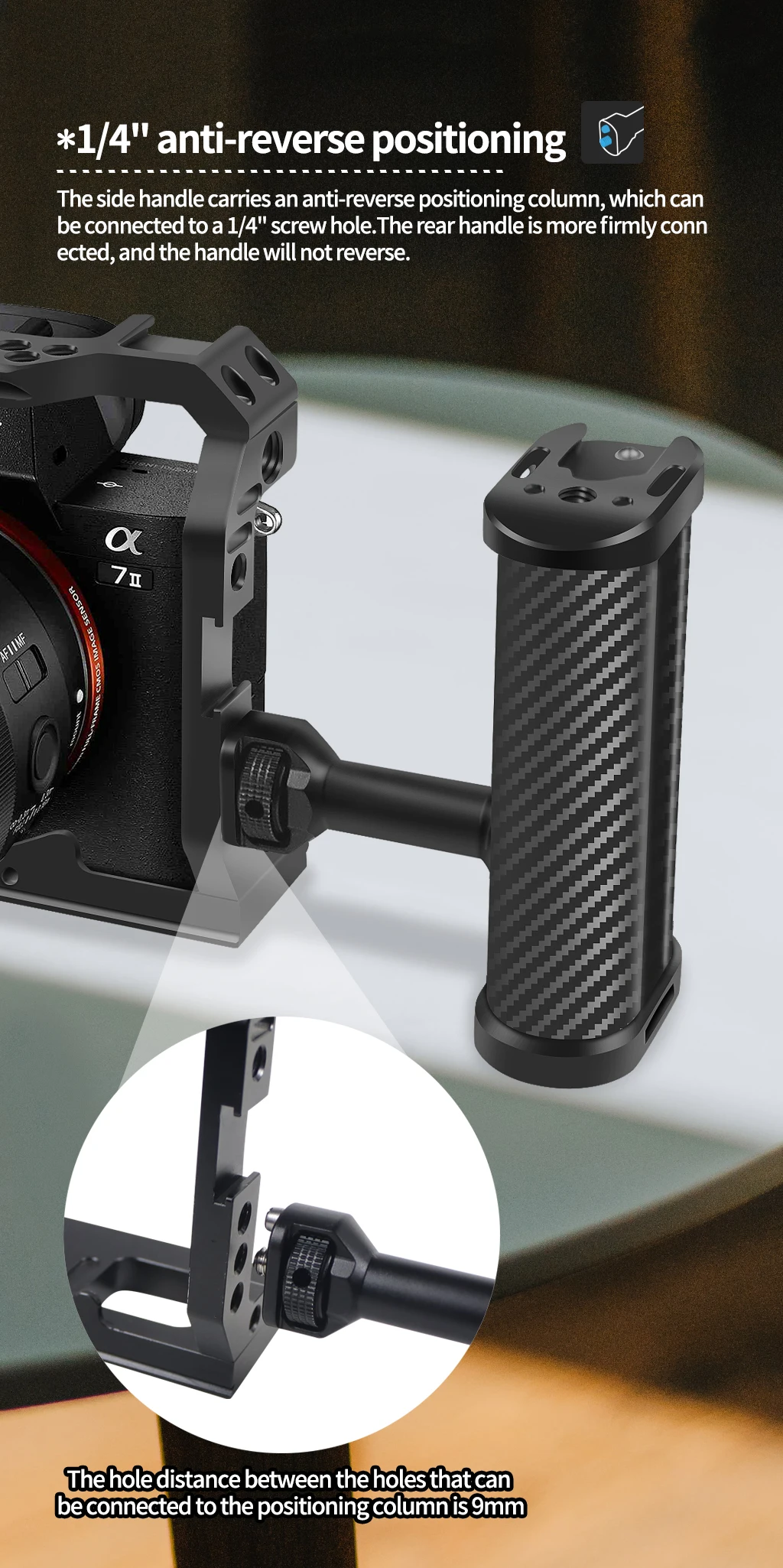 Universeller rechter und linker Seitengriff für Kamerakäfig-Handgriff mit Kaltschuhhalterung für Mikrofon-Videoleuchte für Sony für Canon Nikon – Detail 5