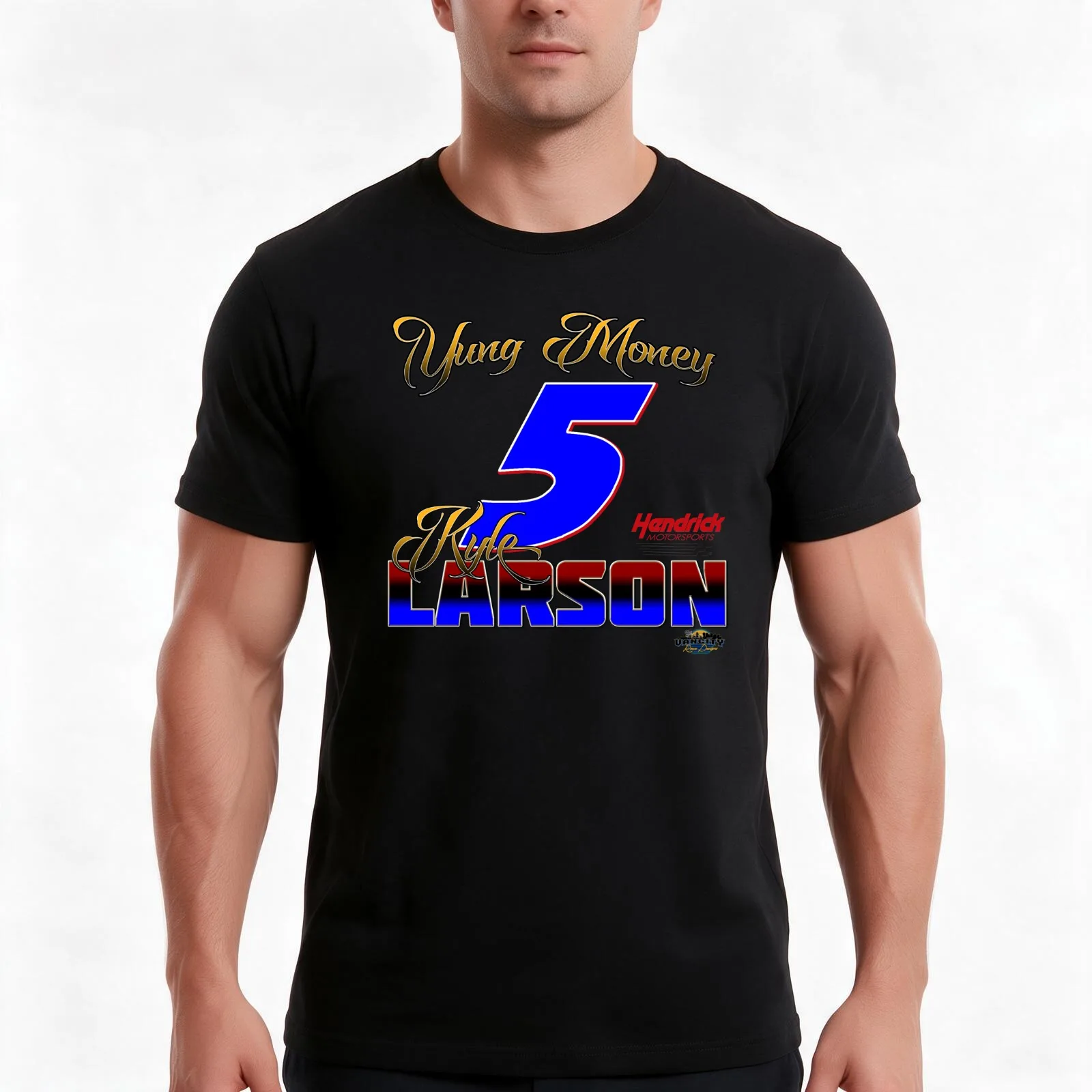 Kyle Larson Yung Money Gold Edition T-Shirt, Summer Casual Cotton Tee, Oversized Streetwear Tops, Vintage Graphic Print
