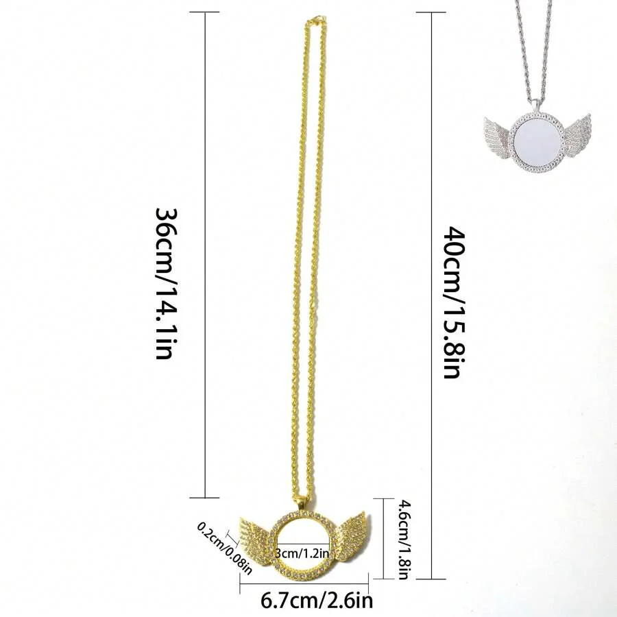 Personalised Heart-Shaped Wings Necklace, Custom Photo Necklace, DIY Gift, Commemorative Present