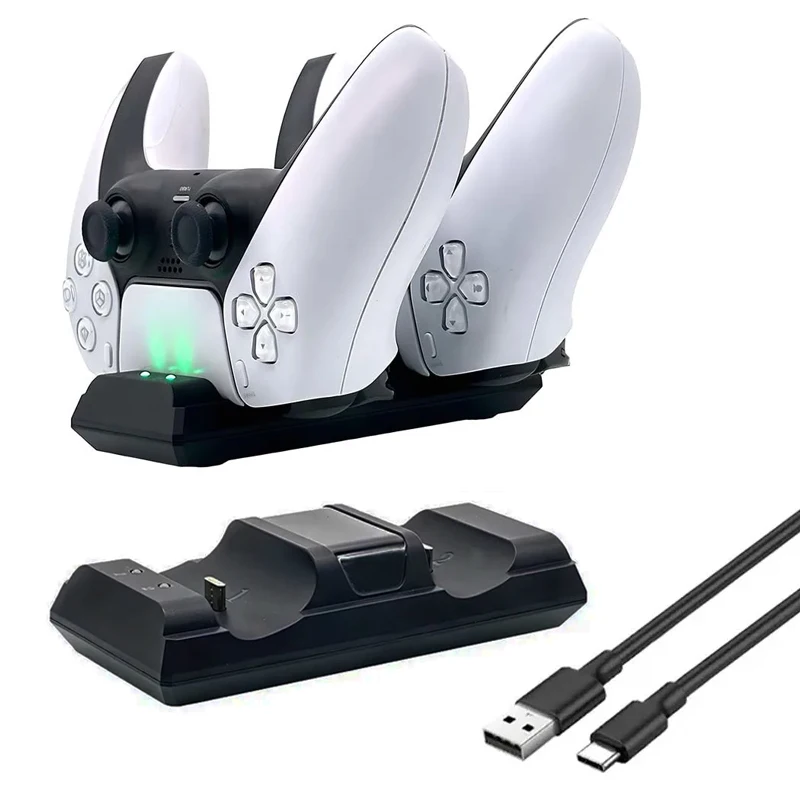 قاعدة شاحن سريعة لوحدة التحكم اللاسلكية PS5، قاعدة شحن مزدوجة لملحقات ألعاب Playstation 5 Gamepad