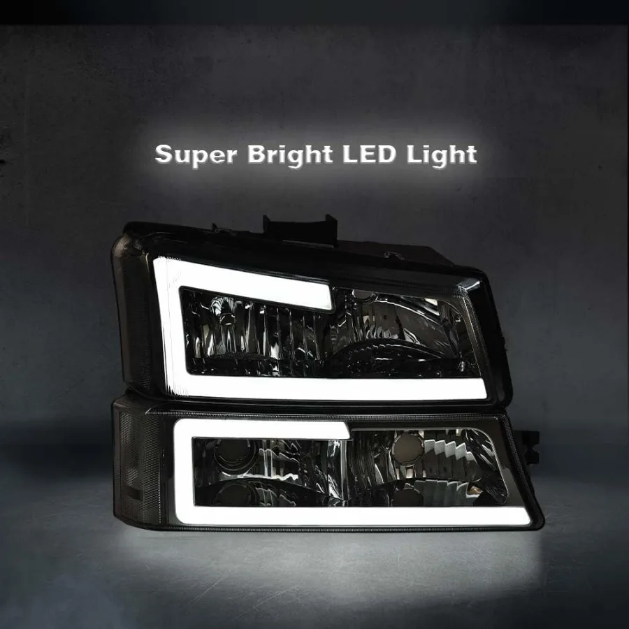 زوج المصابيح الأمامية LED مناسب لموديلات 20032006 تشيفي أفالانش 1500 2500 سيلفرادو 1500 2500 3500 HD مع عدسة شفافة كروم هاوسين #4