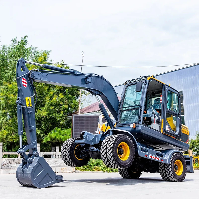 Municipal Construction Multifunctional Hydraulic 8TON Tire Wheels Excavator Wheeled Excavator For Sale