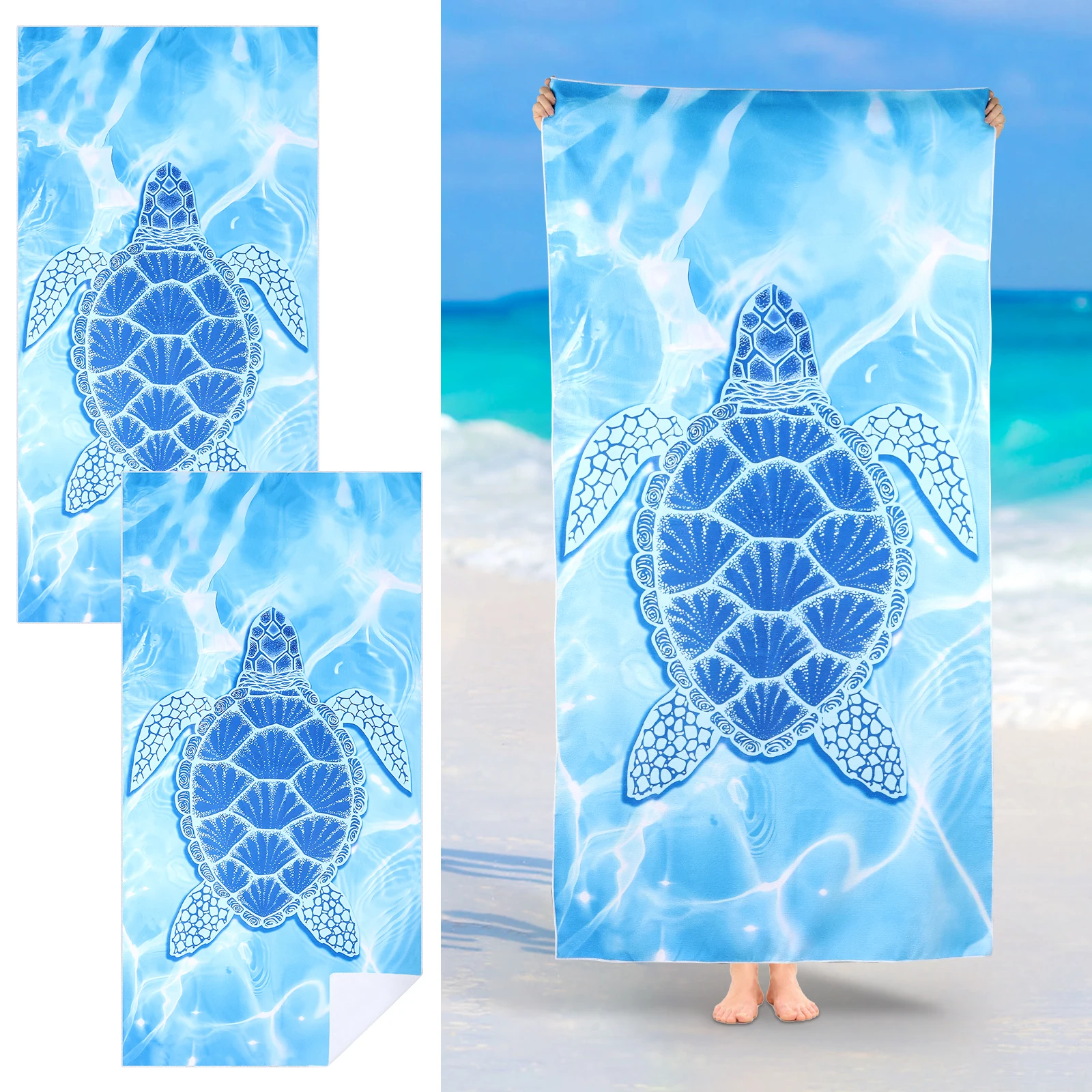 

2 Pcs Microfiber Beach Towel Quick Drying Beach Towels Super Absorbent Soft Swim Beach Towels for Travel Pool Sports Camping