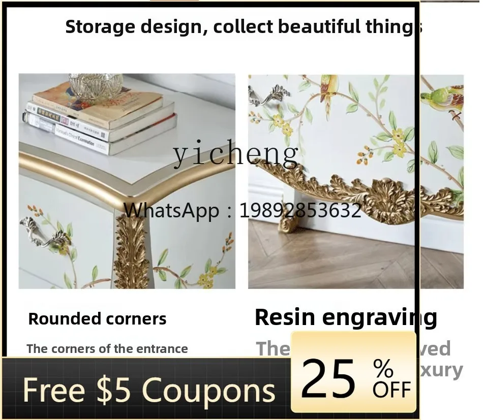 

painted chest cabinet living room solid wood light luxury entrance aisle cabinet decoration rural corridor retro furniture