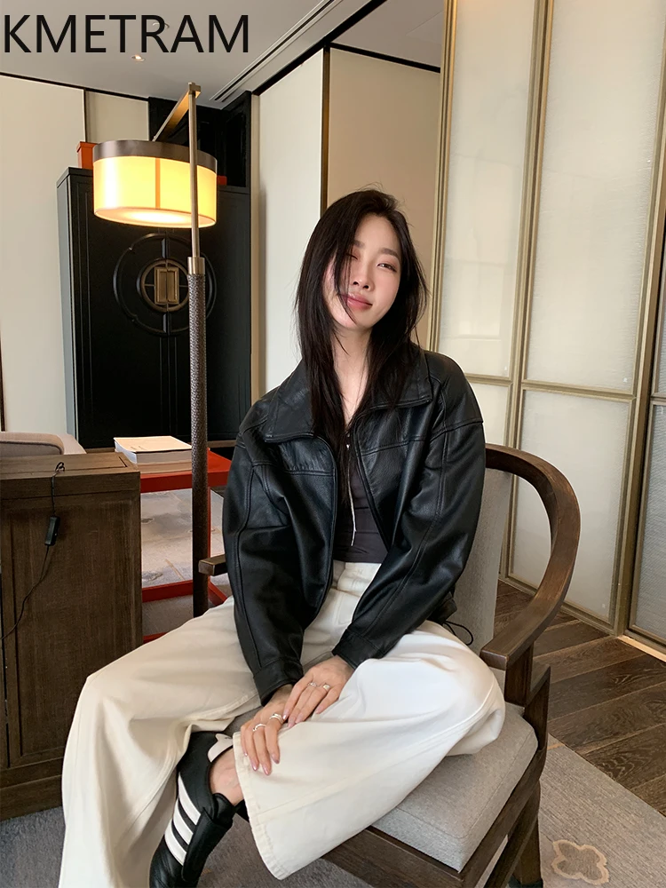 100% Real Sheepskin Jacket Woman Short Black Genuine Leather Jackets High Quality Outerwears Fall Clothes 2025 Women дубленка