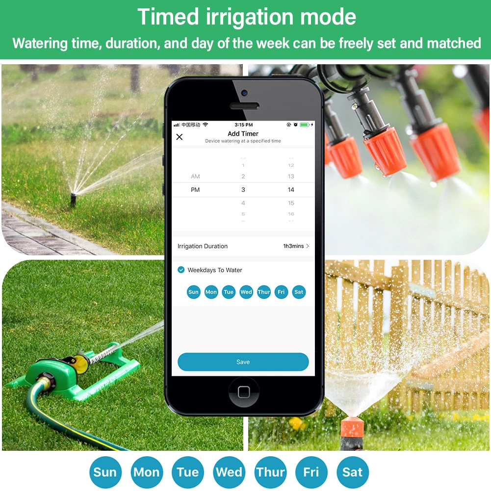 Zigbee Tuya sistema di irrigazione Smart Watering Timer APP irrigatore programmabile con gocciolamento di ritardo della pioggia per giardino