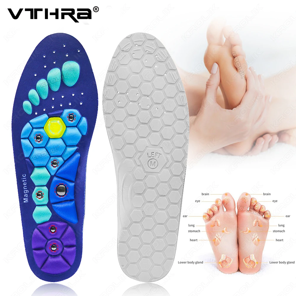 1 Pair Magnetic Insoles Massage Inserts Massage Shoes Inserts Footwear Insoles For Men Women Breathable Orthopedic Shoes Inserts