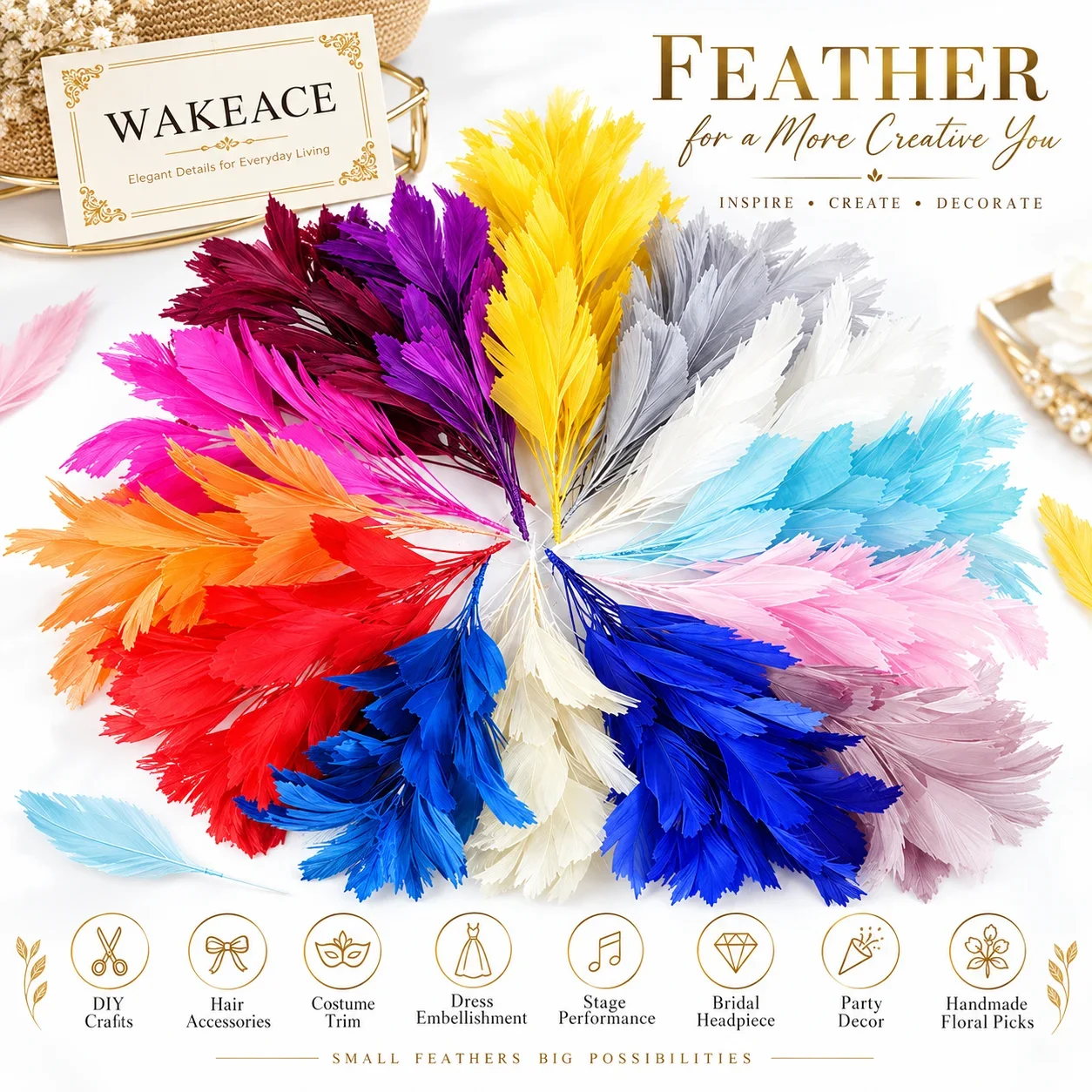 28-30cm Soft Feather Flower Hair Accessory for Women Headpiece Dress Costume Stage Performance Wedding Party DIY Craft Decor