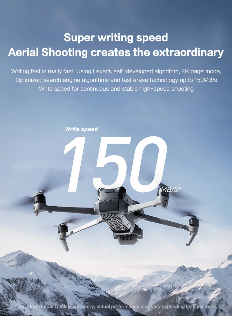 Lexar SILVER PLUS microSD-Karte SDXC UHS-I A2 V30 U3 205MB/s 1366X TF-Karte 64GB 128GB 256GB 512GB 1TB für DJI Drohne 4K Video – Detail 5
