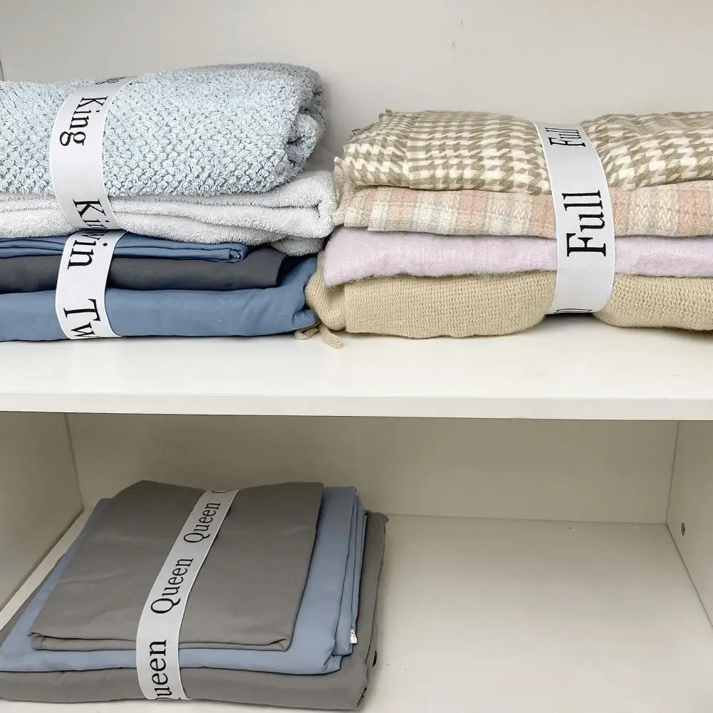 حزام تثبيت الفراش، أربطة تنظيم ملاءات السرير المرنة مع أشرطة ملصقات لأسرّة كوين كاملة التوأم، مجموعة من 6 منزلية لسهولة #1