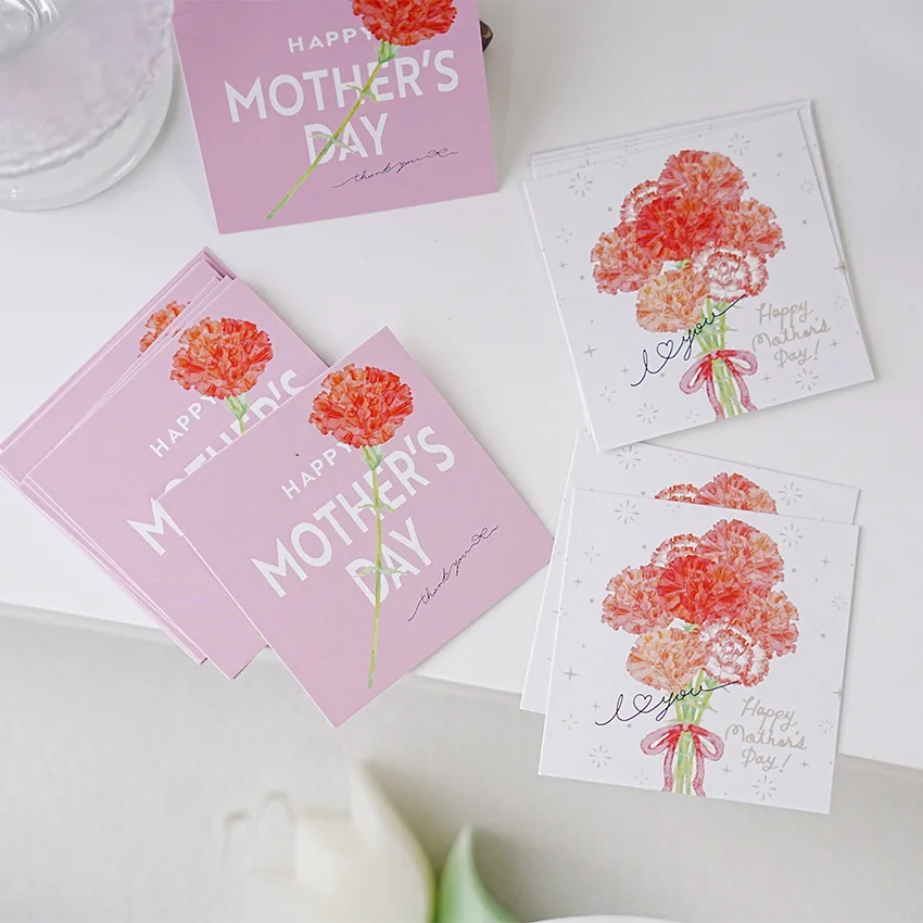 50pcs/bag Happy Mother's Day Cards Flower Greeting Card Pack for Daughter, Girlfriends Love Mom Cards for Business Box Party