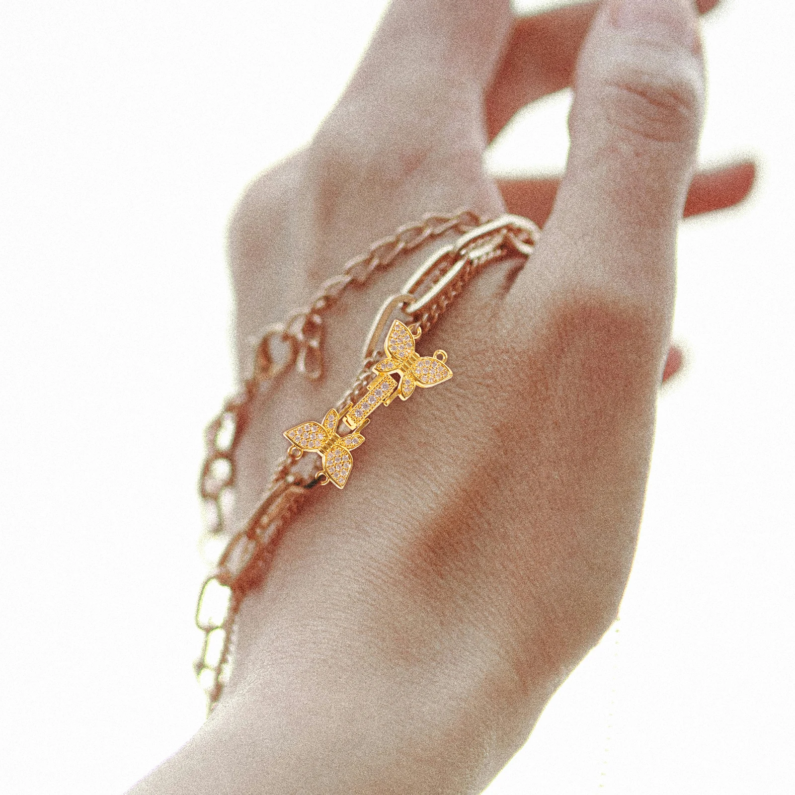 

Luxury Butterfly Chain Buckle Gold Plated Copper Jewelry Making Accessory Necklace Connecting Clasp for Bracelet