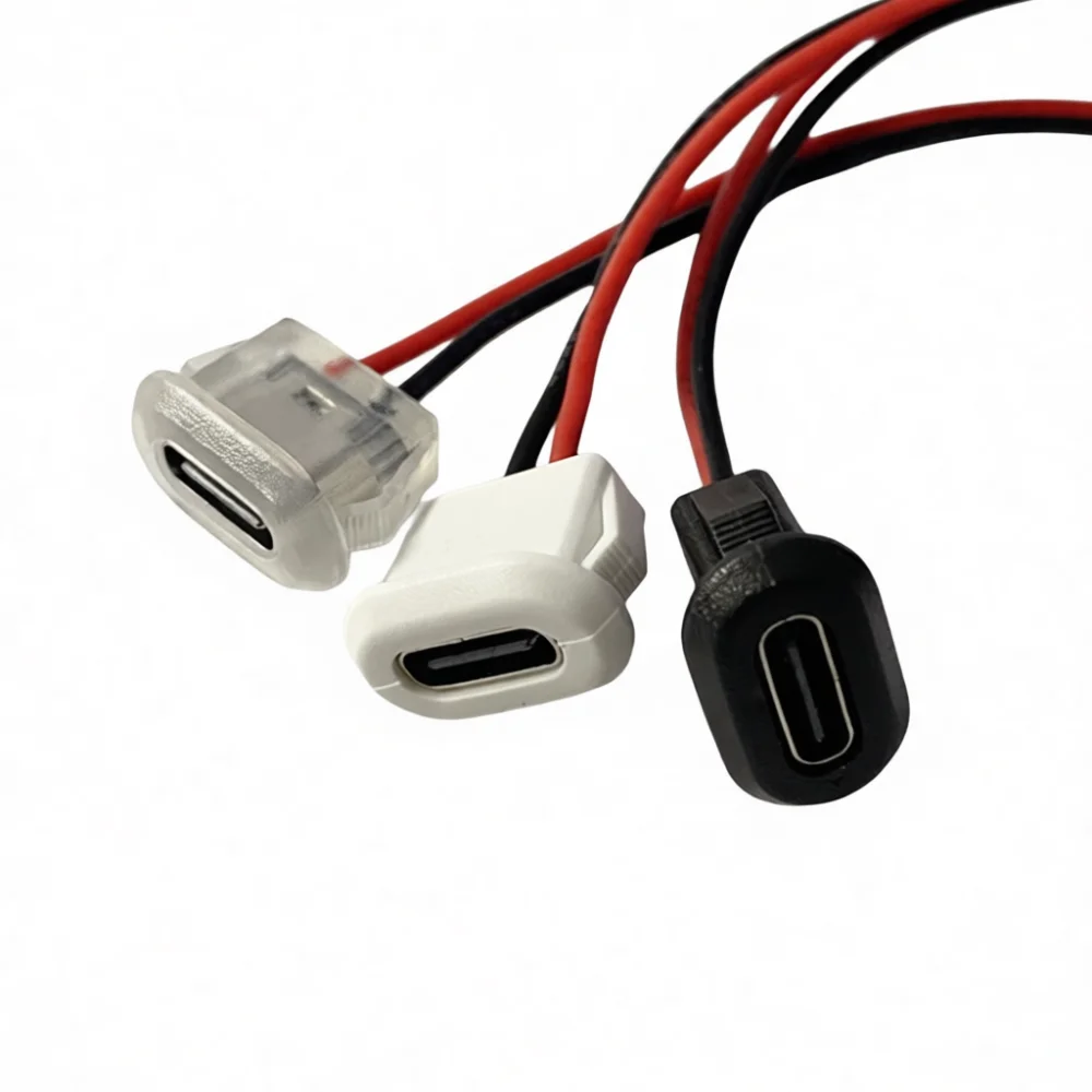 Type C 2P Female Socket Adhesive Durable USB Connector Oval Charging Port Replacement For DIY Electronic Repair Industry