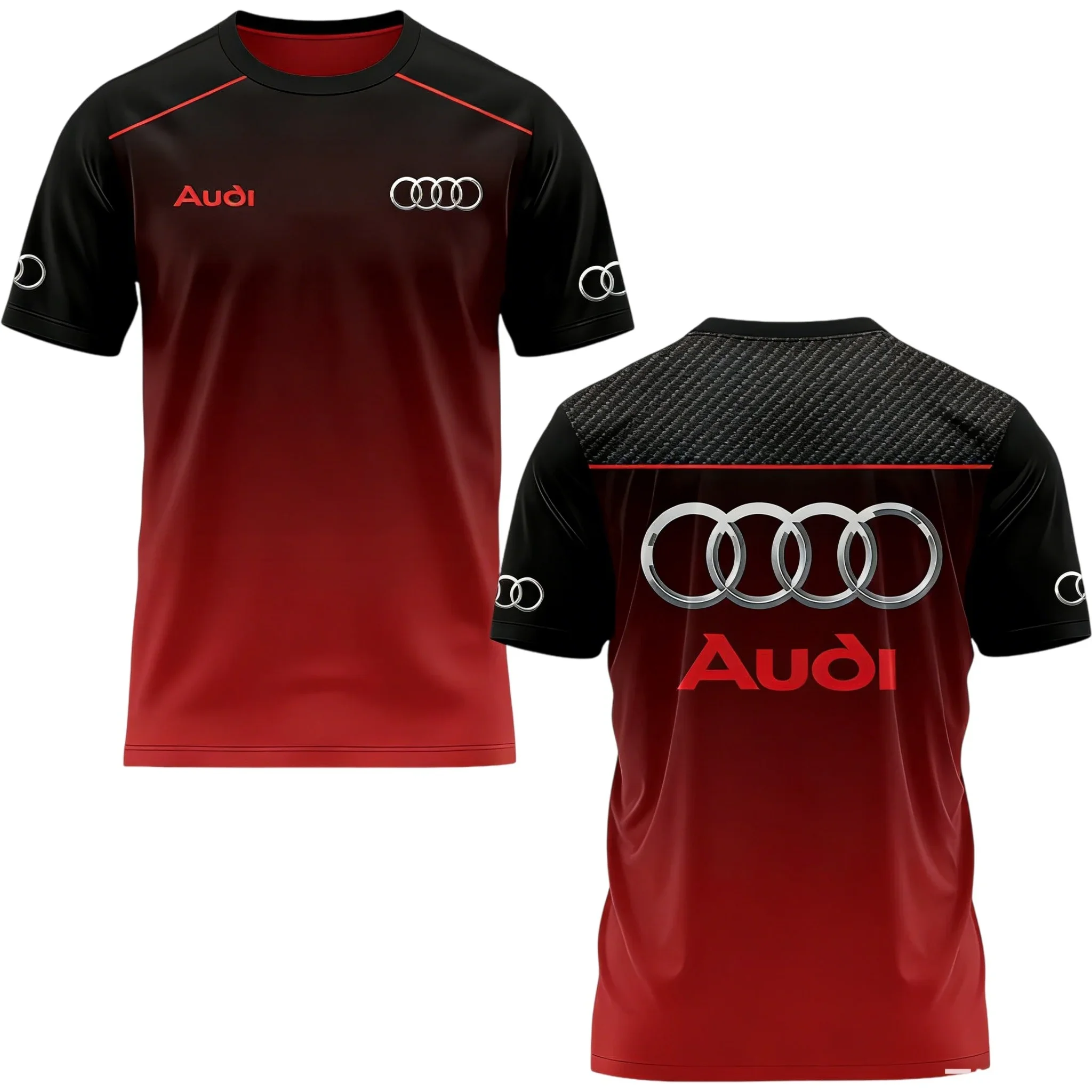 Audi Logo 3D-Druck T-Shirt Herren Sommer 2026 Feuchtigkeitsableitend Schnelltrocknend Bequemes Kurzarm-Trendshirt