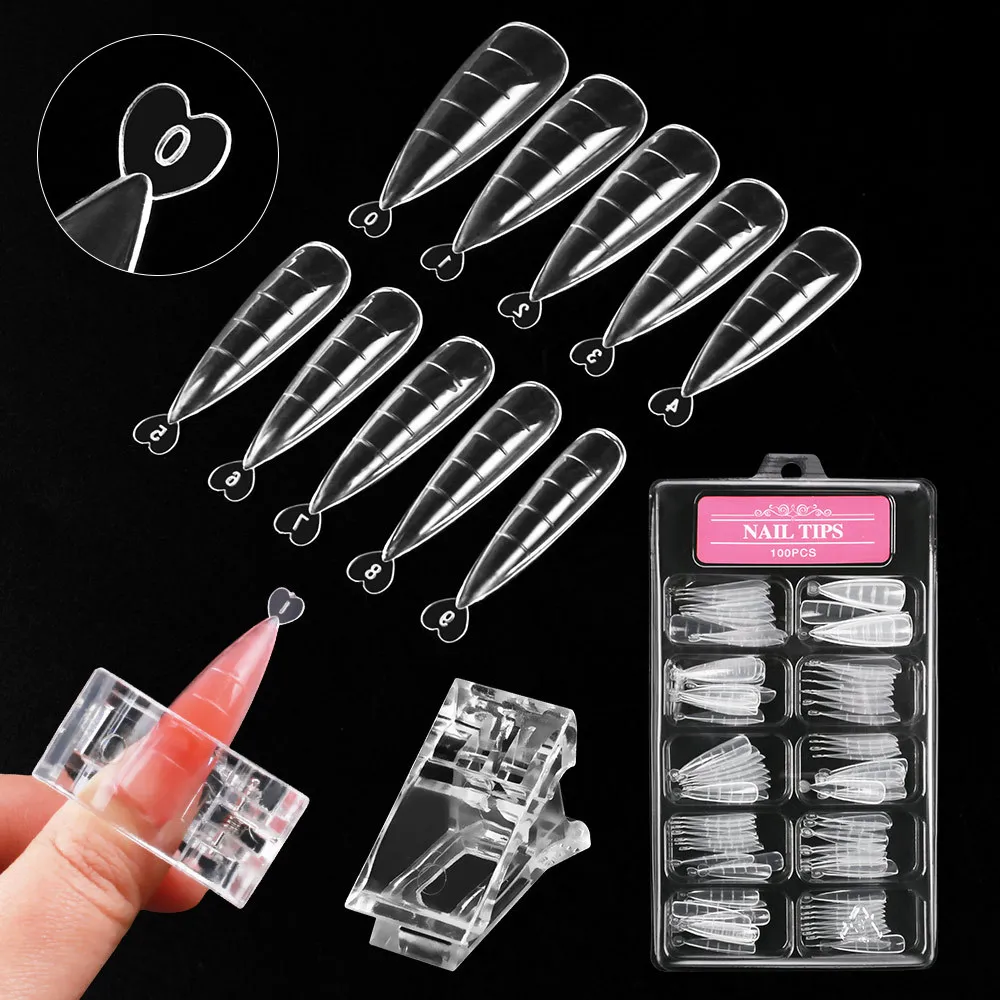 Cubierta para extensiones de uñas de Gel UV con Clip, herramientas de manicura, formas duales, Uñas postizas, decoración de uñas DIY, puntas de molde de Arte de uñas