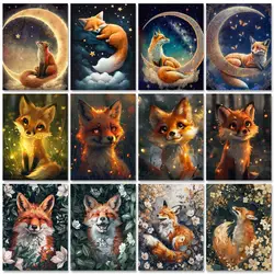 GATYZTORY Acrylic Painting By Numbers On Canvas Fox Animals For Kids Coloring By Numbers Wall Art Handicraft Picture Paint Diy G