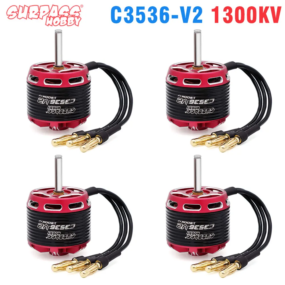 SURPASS HOBBY 4pcs Outrunner Brushless Motor C28/C35/C42/C50 Series Flier V2 14 Poles for RC Airplane Fixed-wing Drone Aircraft