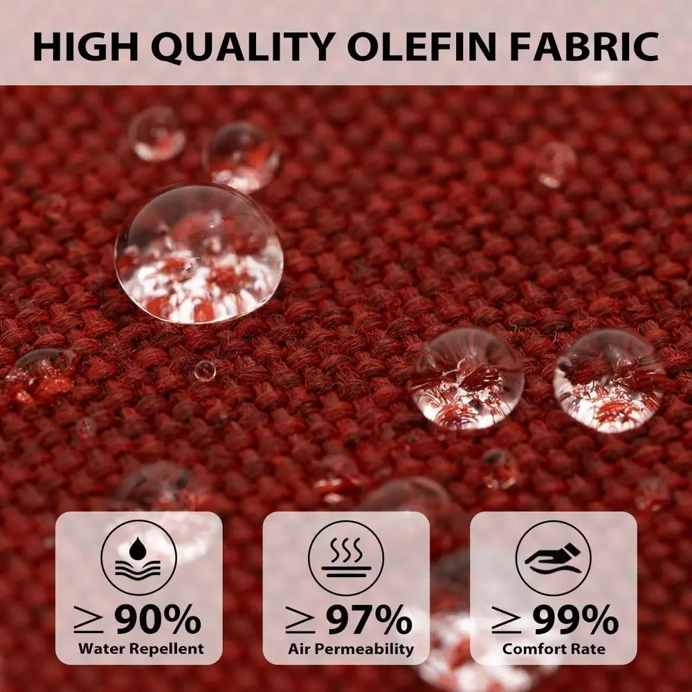 Almofada de sofá de loveseat vermelha resistente à água com alças, almofada de sofá de pátio de 48 x 18 x 4 polegadas