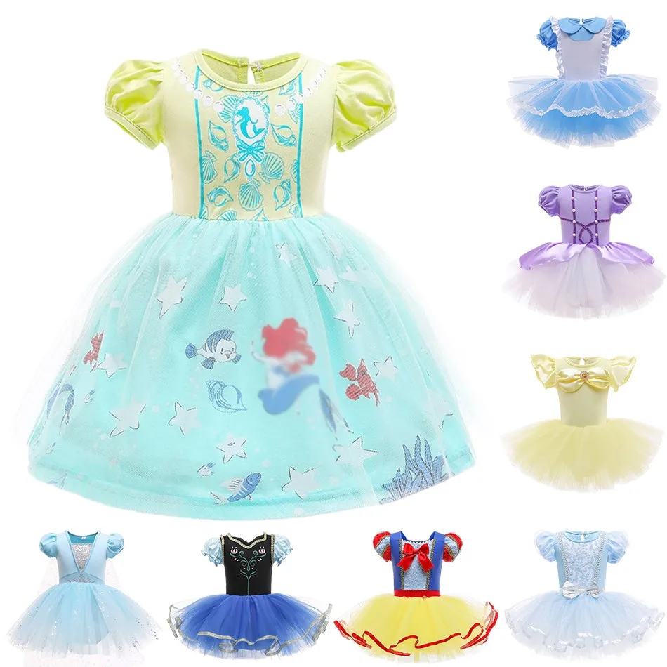 Children Birthday Dress Ballet Skirt Girl Girl Ariel Anna Elsa Sofia Snow White Rapunzel Mermaid Cinderella Dress 1-10 Years