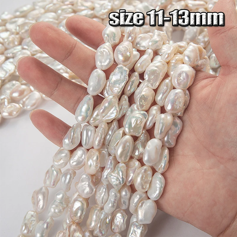 11-13mm Irregular Pearls Cultured Baroque Freshwater Pearl White Beads Jewelry Handmade Making DIY Necklace Bracelet Earring